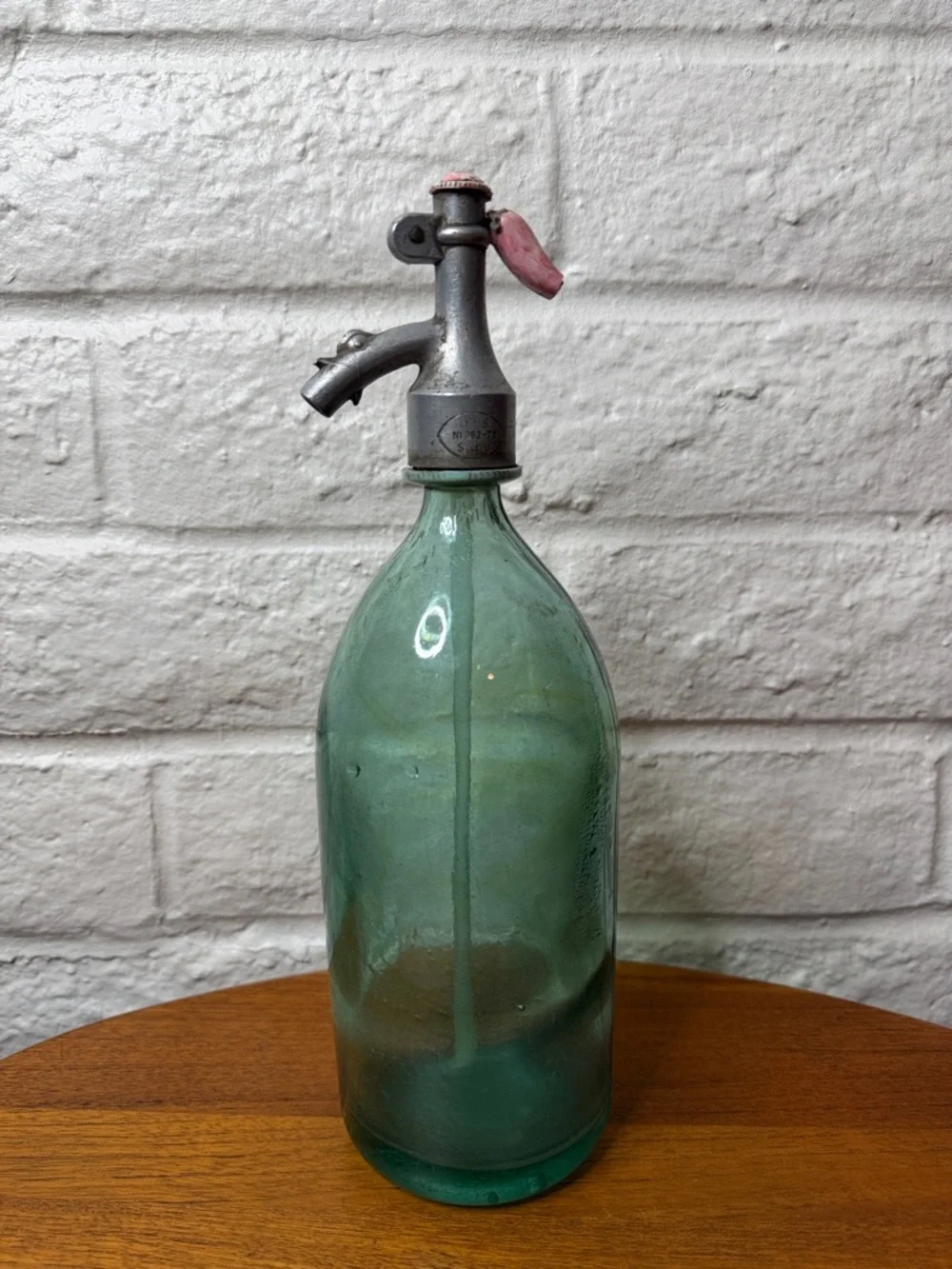 Vintage Glass Seltzer Bottle Farmhouse Decor Green